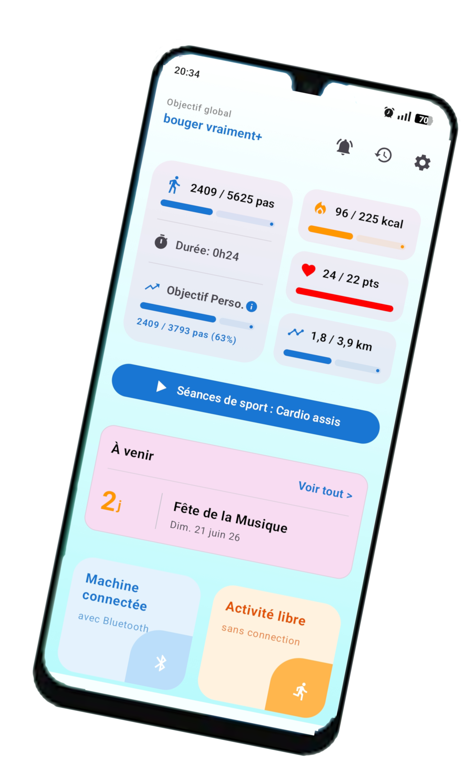 Écran d’accueil de l’application Ludimotion